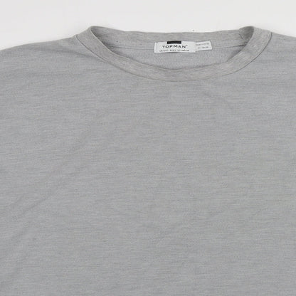 Topman Mens Grey Round Neck  Cotton Pullover Jumper Size L