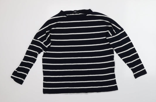 F&F Womens Blue Round Neck Striped Viscose Pullover Jumper Size 14