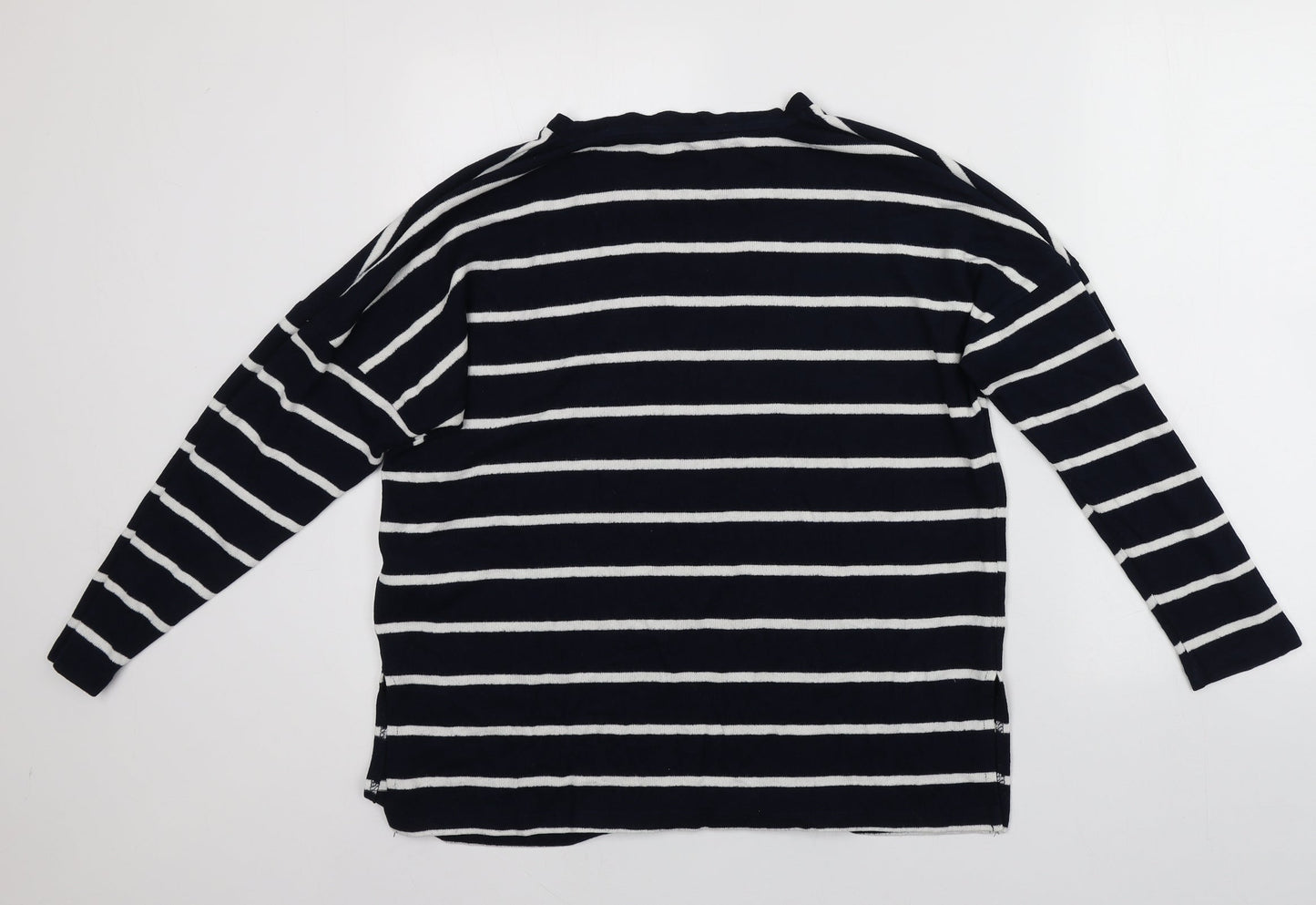 F&F Womens Blue Round Neck Striped Viscose Pullover Jumper Size 14