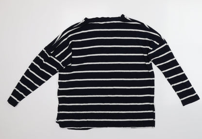 F&F Womens Blue Round Neck Striped Viscose Pullover Jumper Size 14
