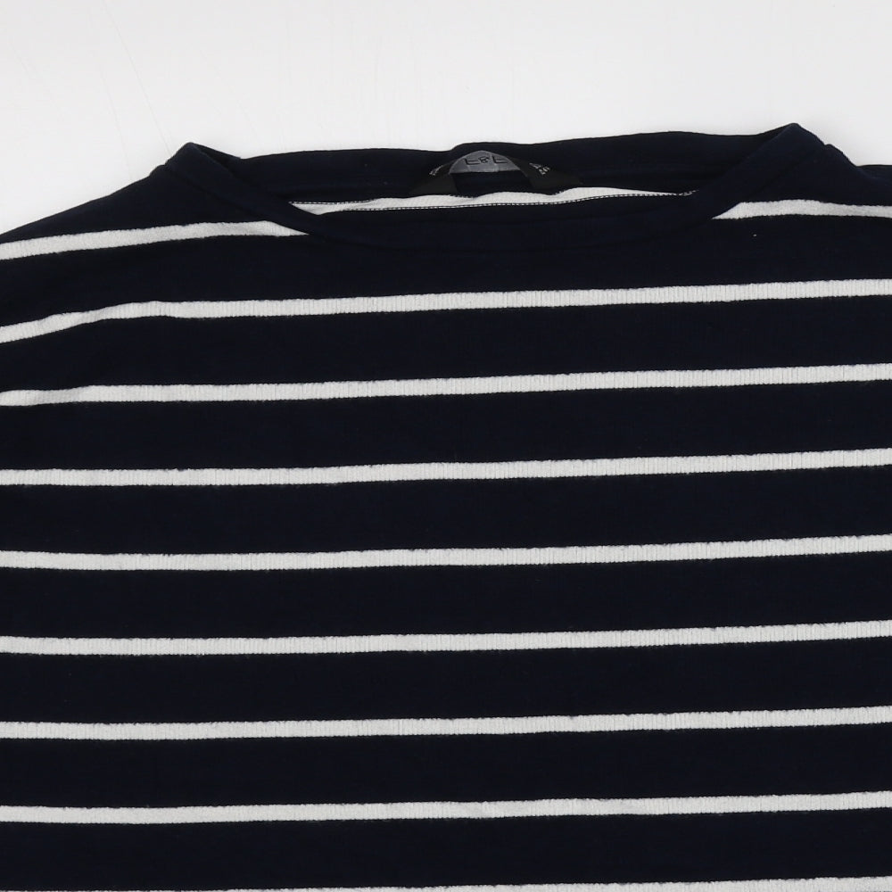 F&F Womens Blue Round Neck Striped Viscose Pullover Jumper Size 14