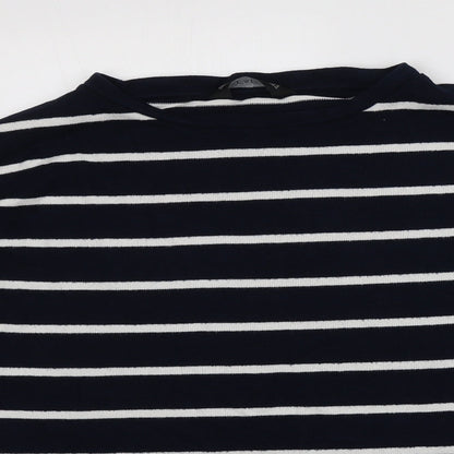 F&F Womens Blue Round Neck Striped Viscose Pullover Jumper Size 14