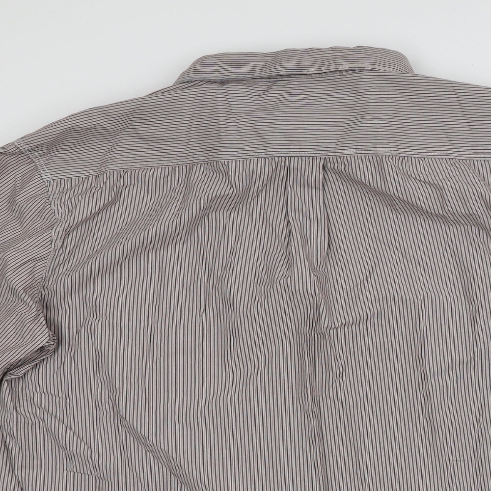 Boston Crew Mens Multicoloured Striped Cotton  Button-Up Size XL Collared