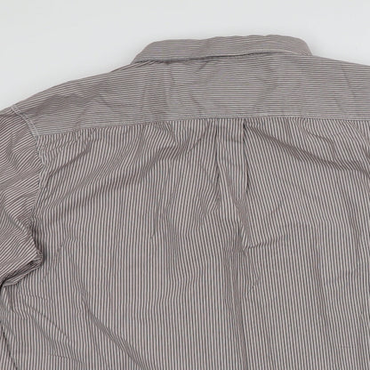 Boston Crew Mens Multicoloured Striped Cotton  Button-Up Size XL Collared