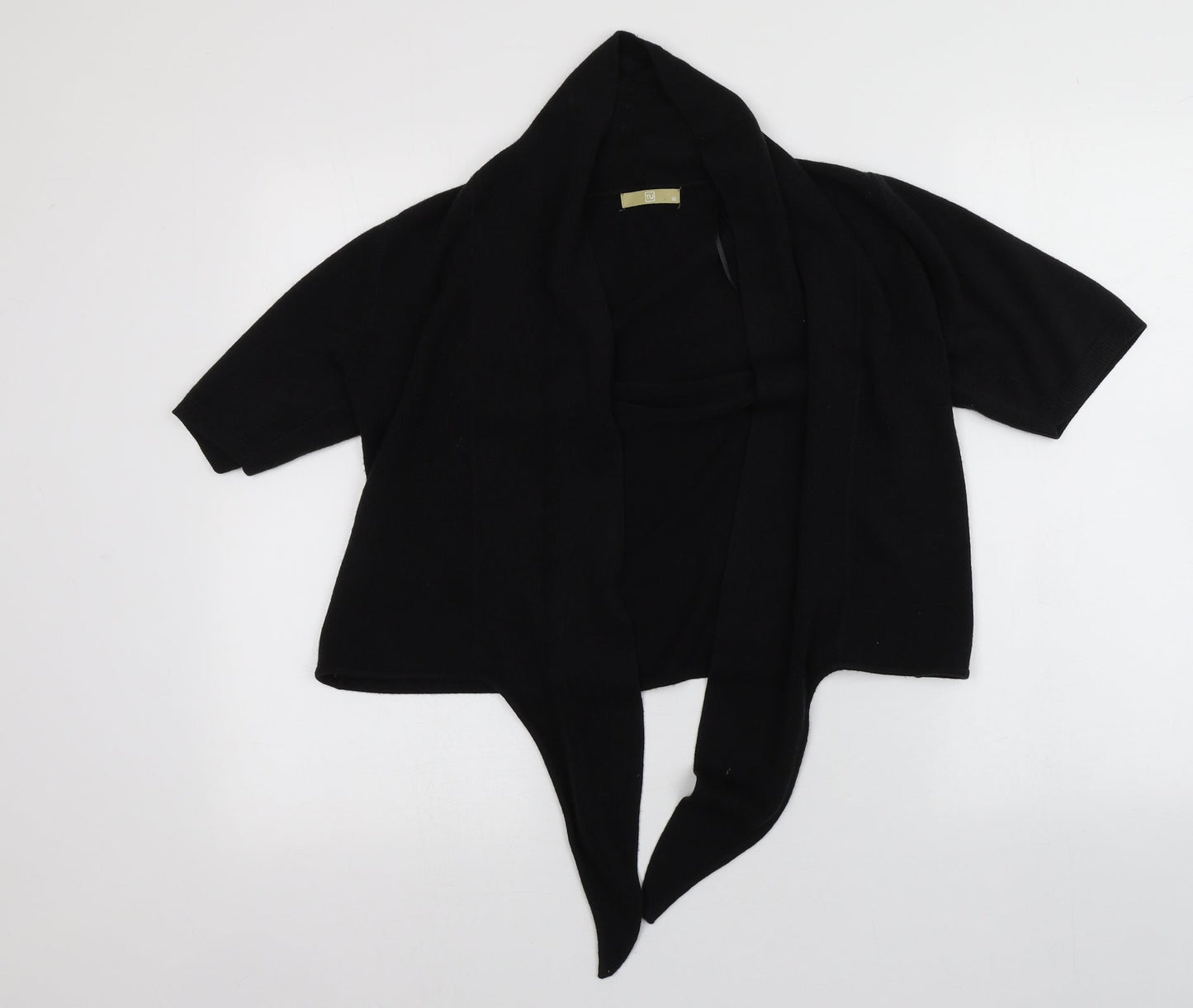 TU Womens Black Scoop Neck  Acrylic Cardigan Jumper Size 16