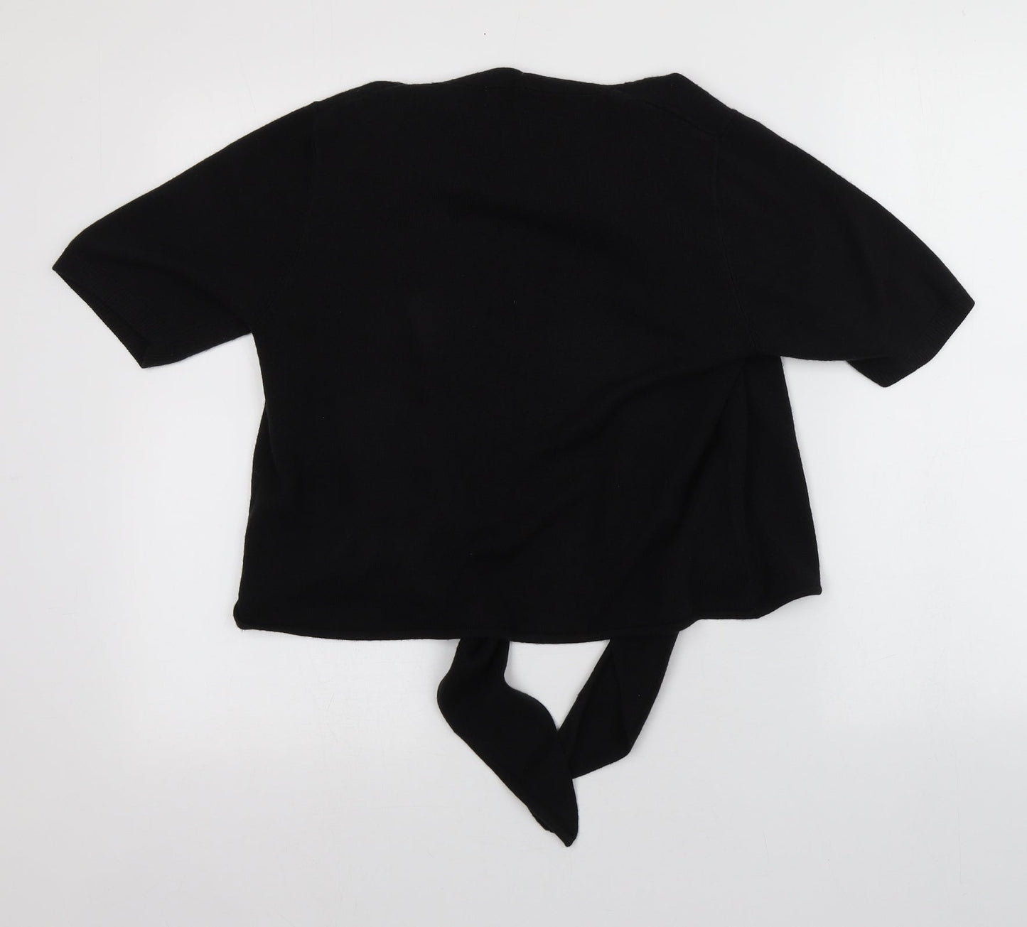 TU Womens Black Scoop Neck  Acrylic Cardigan Jumper Size 16