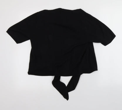 TU Womens Black Scoop Neck  Acrylic Cardigan Jumper Size 16