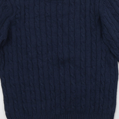 Atlantic Bay Mens Blue Round Neck  Cotton Pullover Jumper Size M