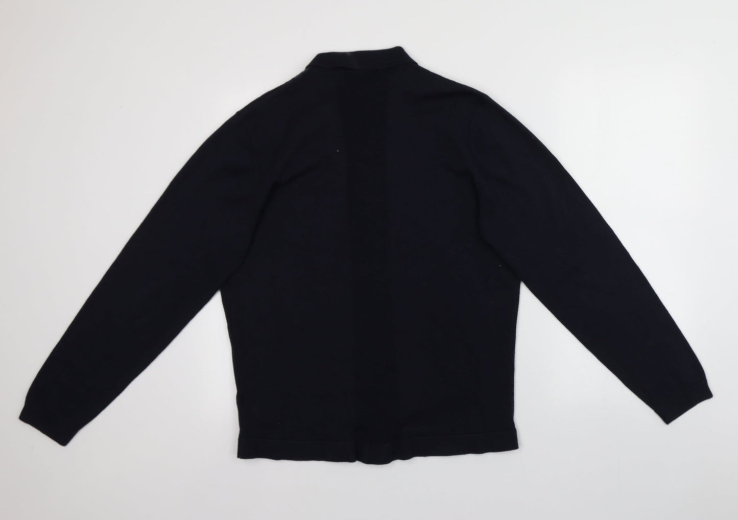 Marks and Spencer Mens Blue Collared  Cotton Pullover Jumper Size L