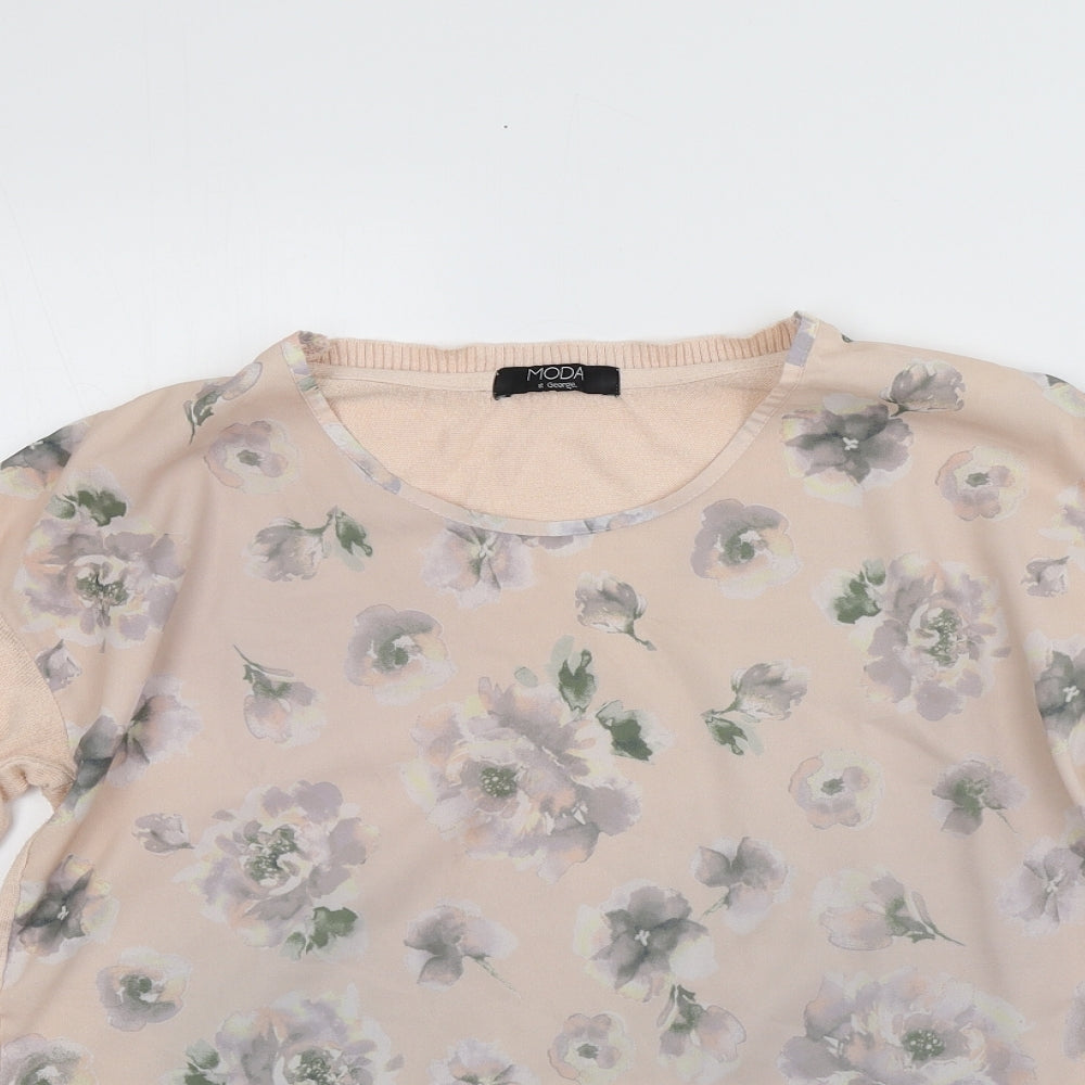 George Womens Multicoloured Floral Viscose Basic T-Shirt Size 10 Round Neck