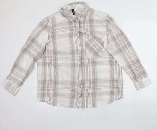 Womens UK Size L Divided Multicoloured Basic Button-Up