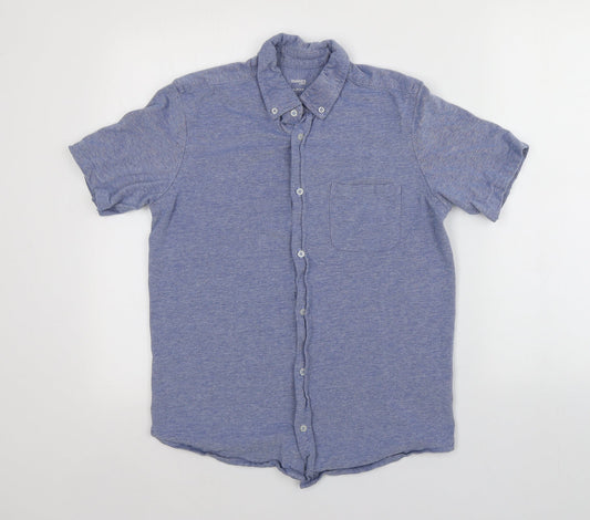 Mens UK Size S Dunnes Stores Blue  Button-Up Short Sleeve Casual Shirt