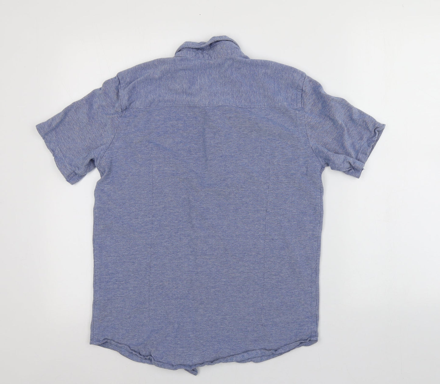 Mens UK Size S Dunnes Stores Blue  Button-Up Short Sleeve Casual Shirt