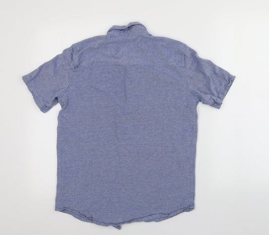 Mens UK Size S Dunnes Stores Blue  Button-Up Short Sleeve Casual Shirt