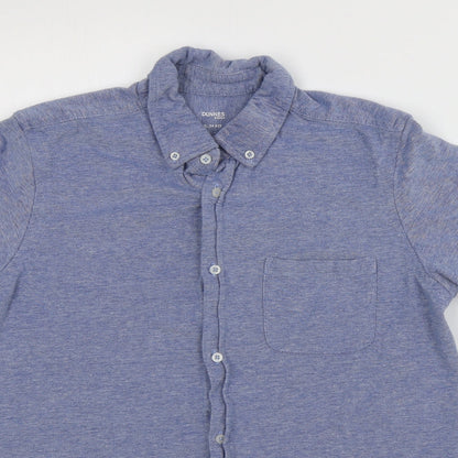 Mens UK Size S Dunnes Stores Blue  Button-Up Short Sleeve Casual Shirt