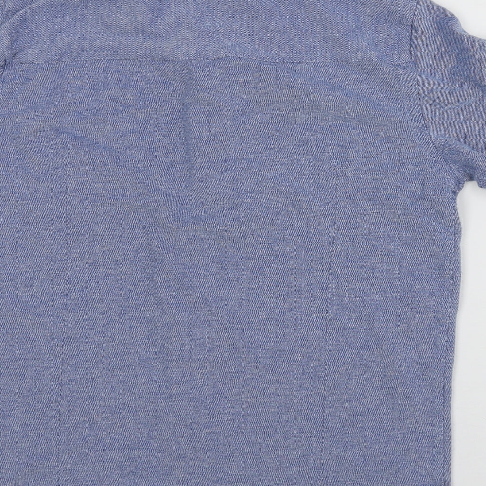 Mens UK Size S Dunnes Stores Blue  Button-Up Short Sleeve Casual Shirt