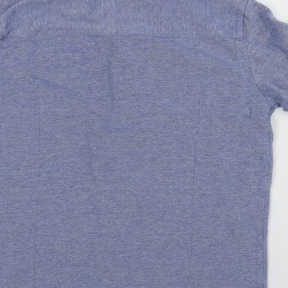 Mens UK Size S Dunnes Stores Blue  Button-Up Short Sleeve Casual Shirt