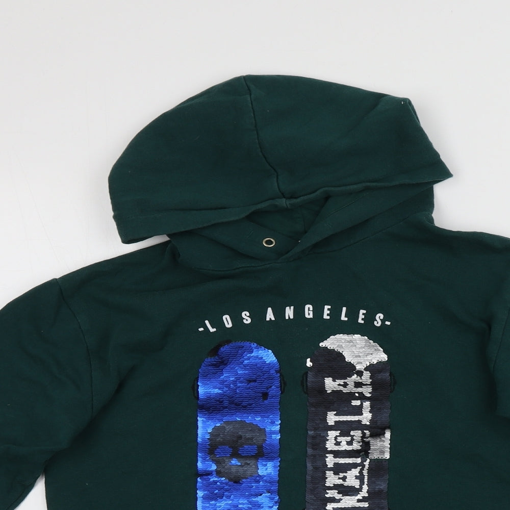 H&M Girls Green  Cotton Pullover Hoodie Size 12-13 Years
