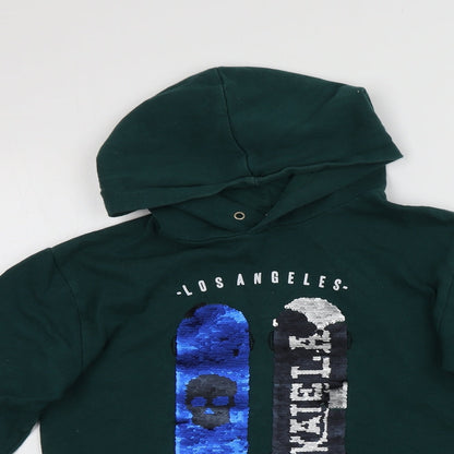 H&M Girls Green  Cotton Pullover Hoodie Size 12-13 Years