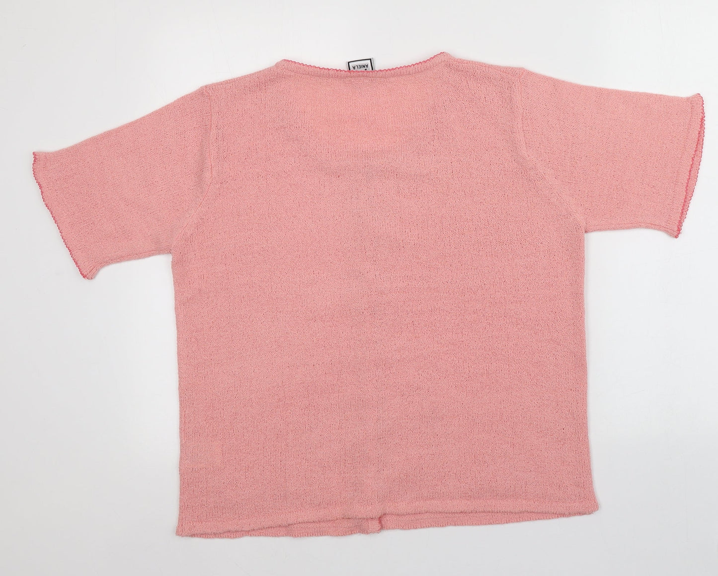 Aniela Womens Pink Round Neck  Acrylic Cardigan Jumper Size L
