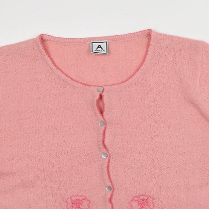 Aniela Womens Pink Round Neck  Acrylic Cardigan Jumper Size L