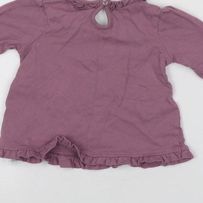George Girls Purple  Cotton Basic T-Shirt Size 3-6 Months Round Neck  - animal design