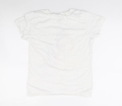 Gildan Womens Ivory  100% Cotton Jersey T-Shirt Size S Crew Neck - Olly Murs
