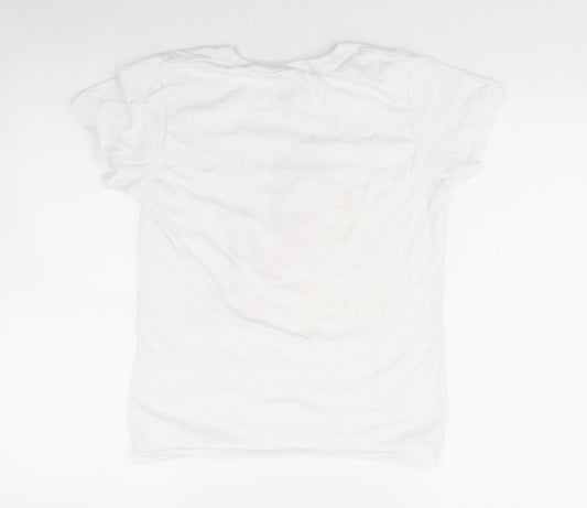 Gildan Womens Ivory  100% Cotton Jersey T-Shirt Size S Crew Neck - Olly Murs