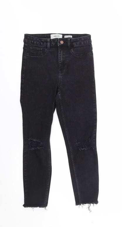 New Look Womens Black  Cotton Skinny Jeans Size 10 L25 in Extra-Slim Zip
