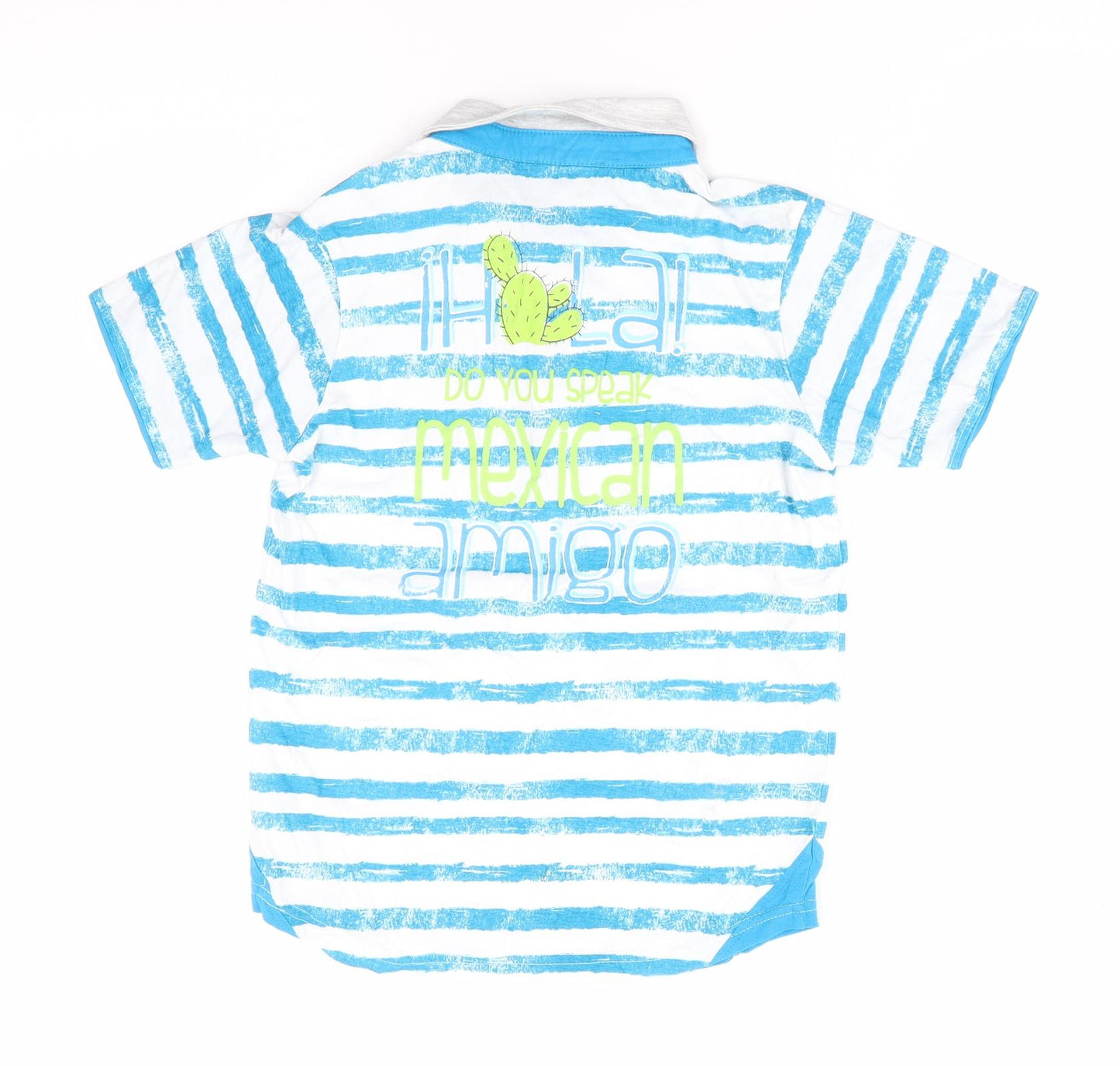 Blue Seven Boys Black Striped 100% Cotton Jersey Polo Size 8 Years Collared Pullover