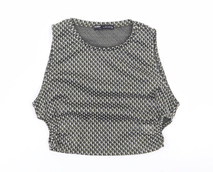 Womens UK Size M Pull & Bear Green Cropped Tank