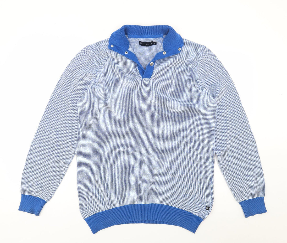 Giovanni Galli Mens Blue Collared  Cotton Pullover Jumper Size L