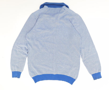 Giovanni Galli Mens Blue Collared  Cotton Pullover Jumper Size L