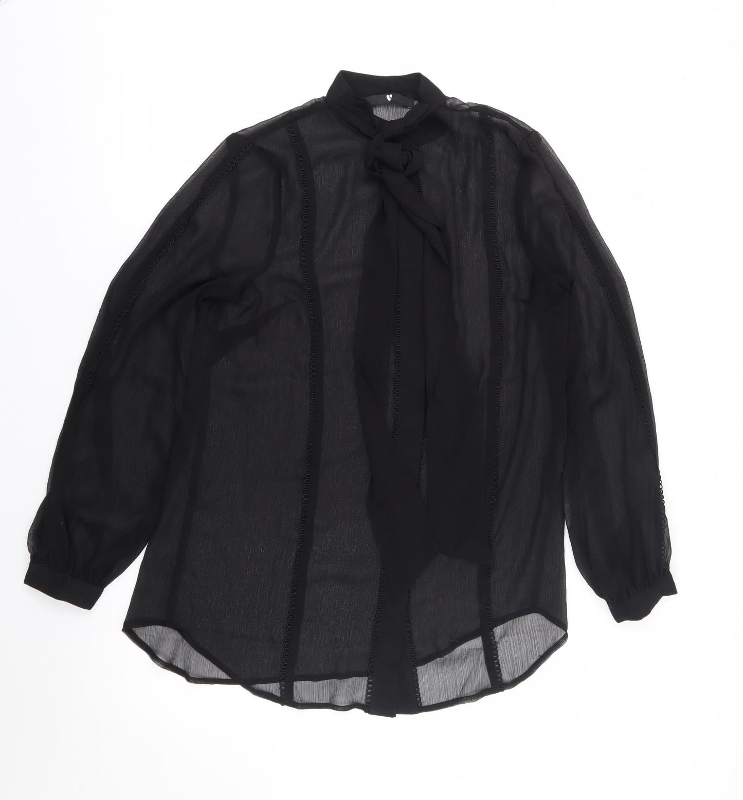 Womens UK Size M V By Very Black Jersey Button-Up