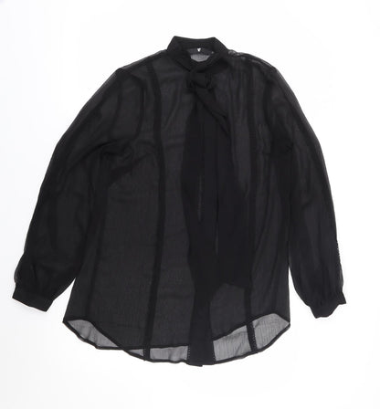 Womens UK Size M V By Very Black Jersey Button-Up