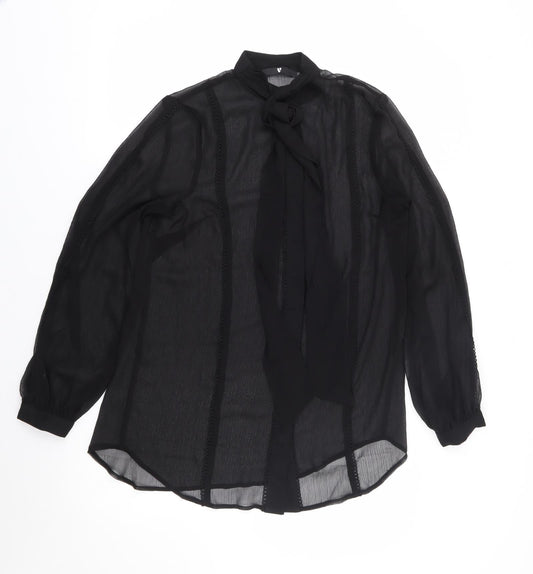 Womens UK Size M V By Very Black Jersey Button-Up