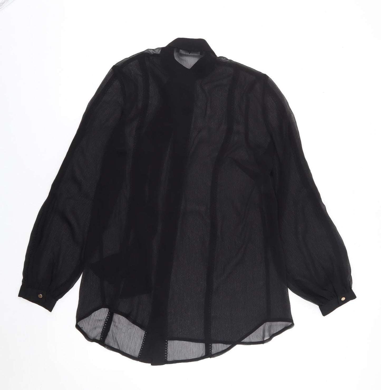 Womens UK Size M V By Very Black Jersey Button-Up