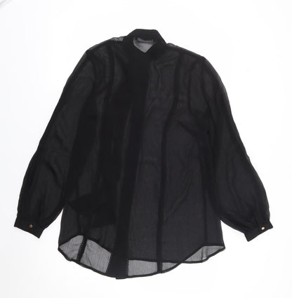 Womens UK Size M V By Very Black Jersey Button-Up