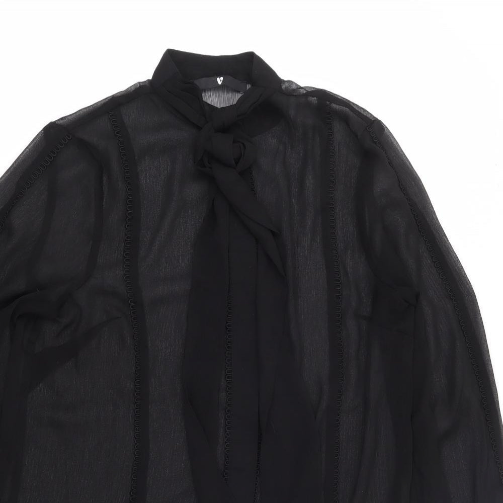 Womens UK Size M V By Very Black Jersey Button-Up