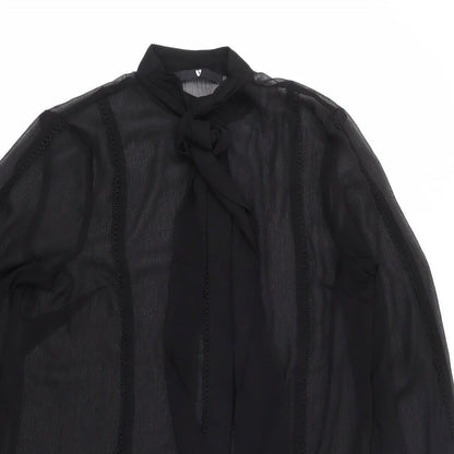Womens UK Size M V By Very Black Jersey Button-Up