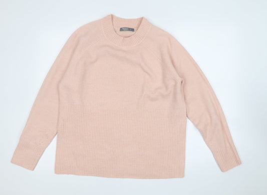 Nutmeg Womens Pink Round Neck  Acrylic Pullover Jumper Size 12