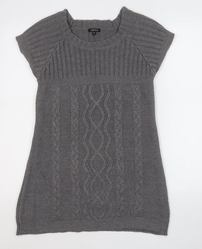 Amisu Womens Grey  Acrylic A-Line  Size S  Round Neck