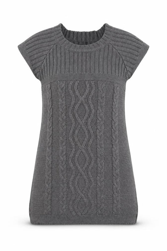 Amisu Womens Grey  Acrylic A-Line  Size S  Round Neck