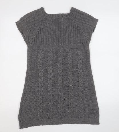 Amisu Womens Grey  Acrylic A-Line  Size S  Round Neck