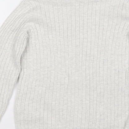 George Girls Grey Roll Neck  Cotton Pullover Jumper Size 10 Years