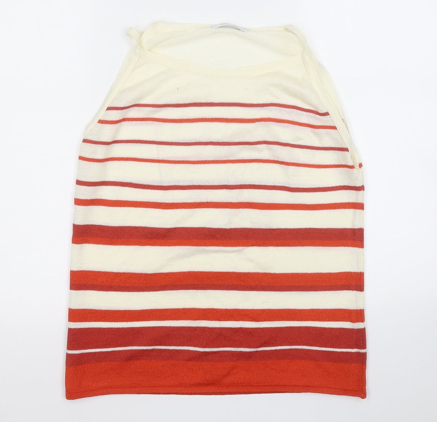 George Womens Red Striped Acrylic Basic Tank Size 12 Round Neck