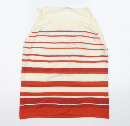 George Womens Red Striped Acrylic Basic Tank Size 12 Round Neck
