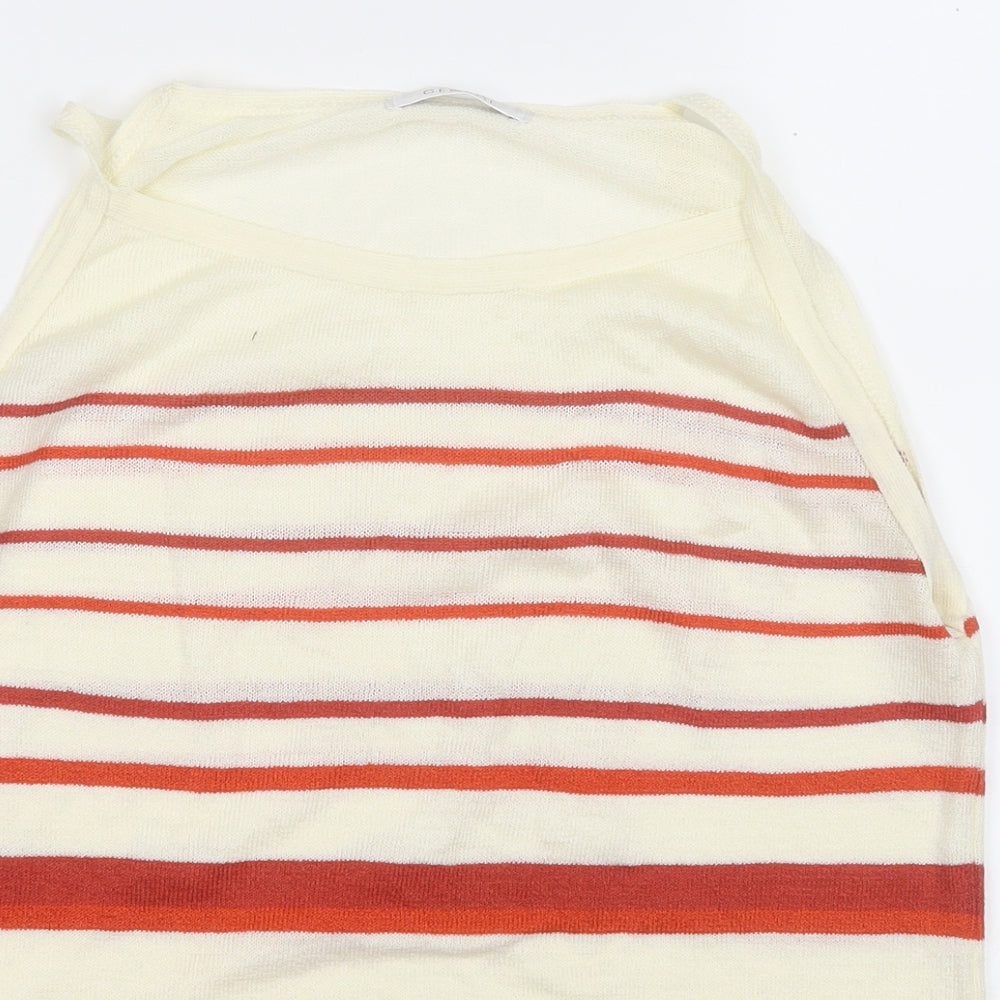George Womens Red Striped Acrylic Basic Tank Size 12 Round Neck