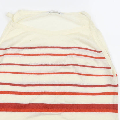 George Womens Red Striped Acrylic Basic Tank Size 12 Round Neck