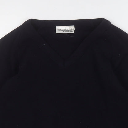 michael sehgal Womens Blue V-Neck  Acrylic Pullover Jumper Size 6